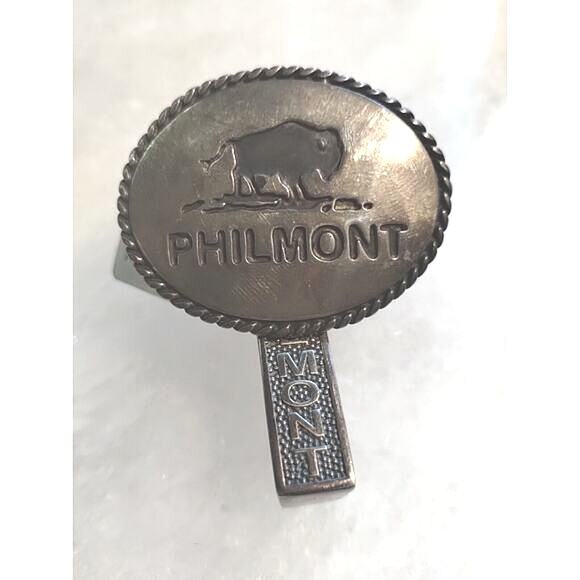 PHILMONT Scout Ranch STERLING SILVER Buffalo Tie BOLO & Pewter Belt Loop - Picture 5 of 7